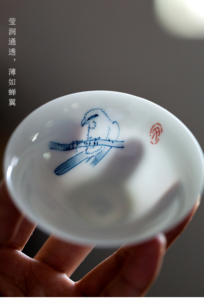 Jun ware hand - made ceramic sparrowhawks hat cup kung fu tea set home master cup single CPU thin foetus tea cups