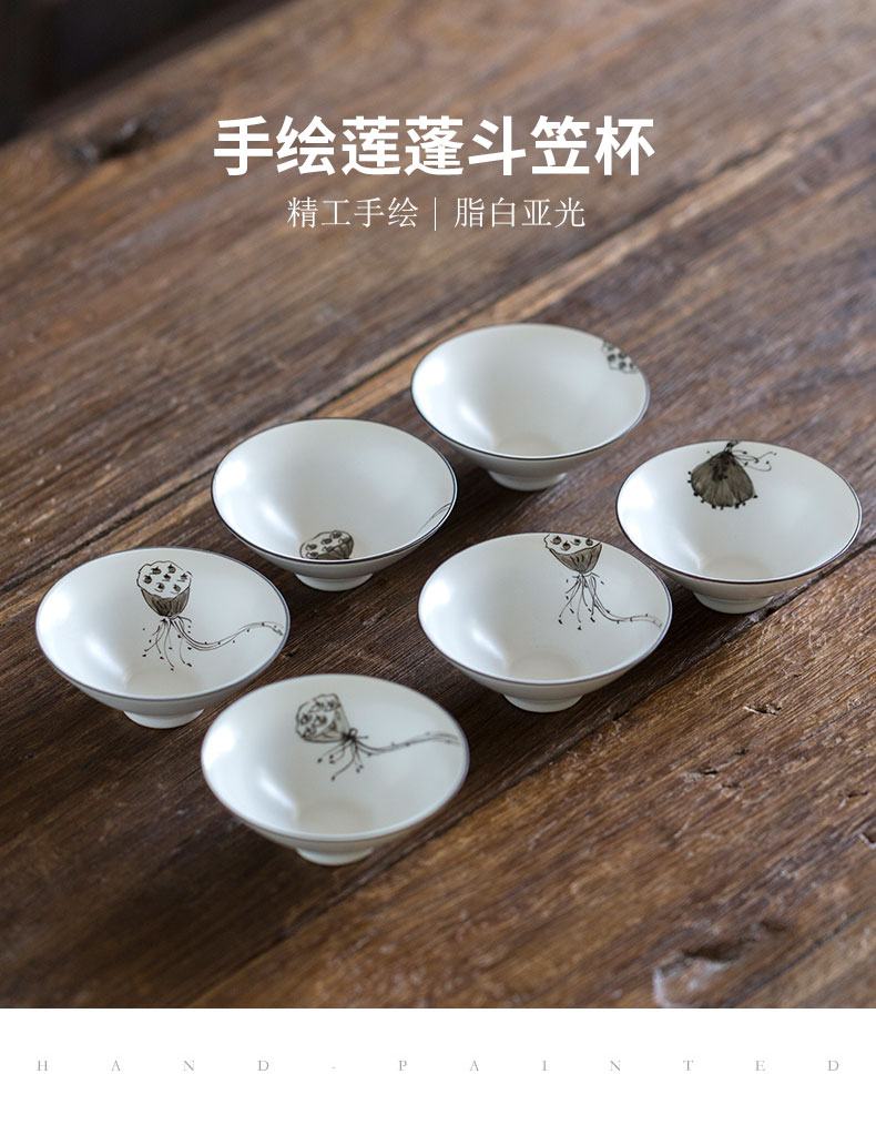 Jun ware hand - made lotus hat to kung fu tea cup ceramics Japanese household masters cup single CPU inferior smooth tea cups