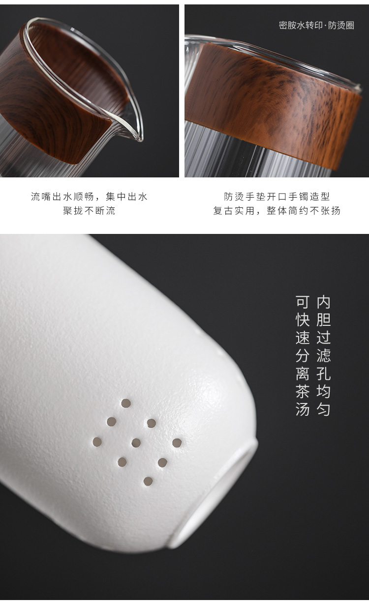 Jun ware matrix crack of glass ceramic contracted small travel tea set outfit portable teapot teacup. A pot of three cups