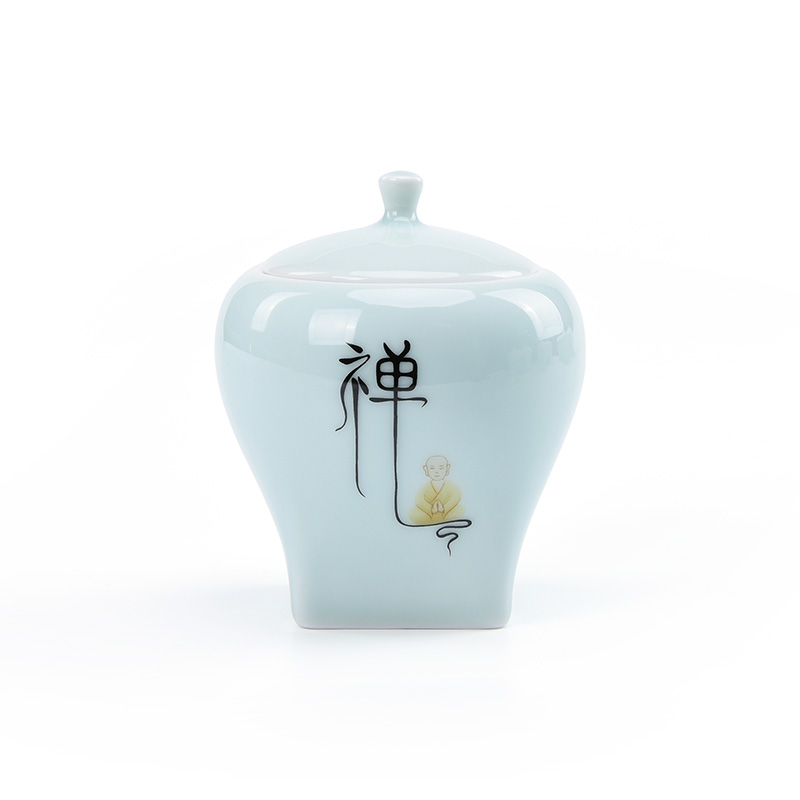 Jun ware celadon sealing ceramic jar of puer tea storage POTS household mini portable tea set small zen tea pot