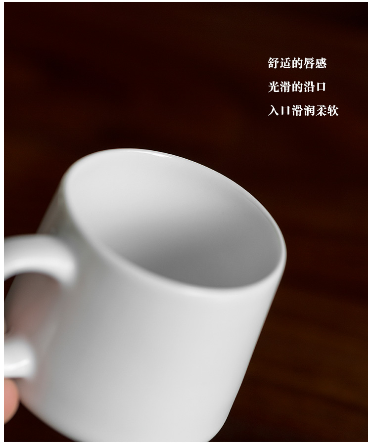 Jun is pure white mini mugs ins contracted household small glass ceramic cup with handle the hot cup of tea