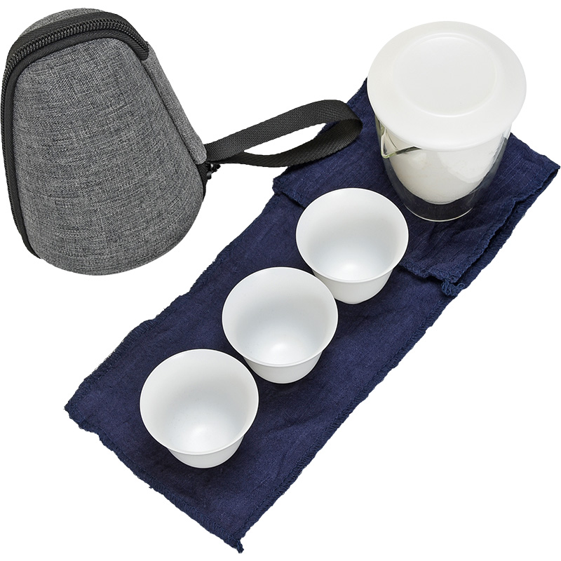 Jun ware dehua white porcelain crack is suing travel tea set suit portable a pot of three easy to receive you