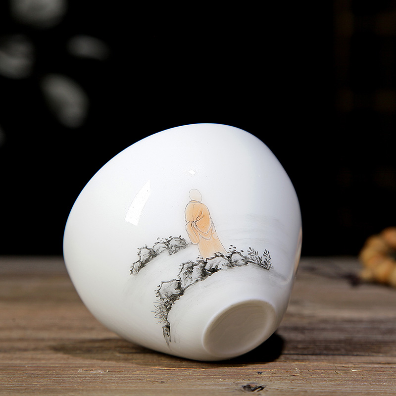 Jun ware jingdezhen hand - made noggin dehua milk jade porcelain ceramic move master kung fu tea set sample tea cup cup