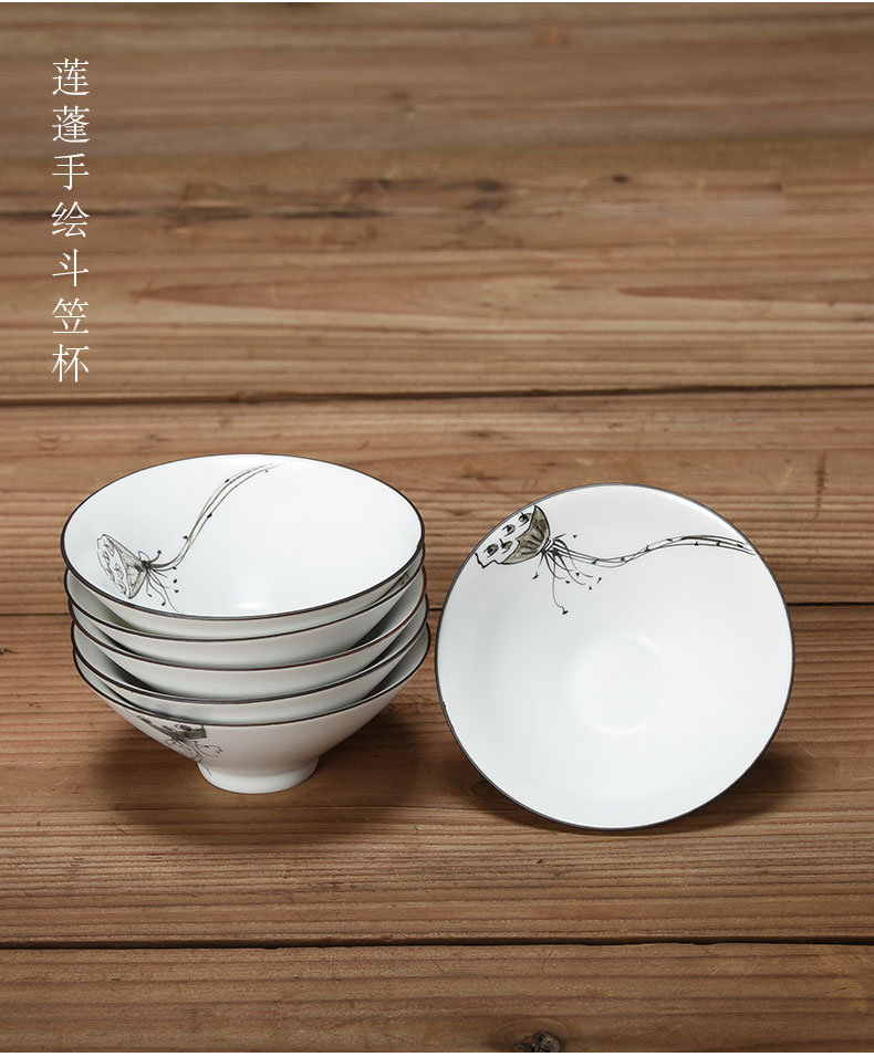 Jun ware hand - made lotus hat to kung fu tea cup ceramics Japanese household masters cup single CPU inferior smooth tea cups