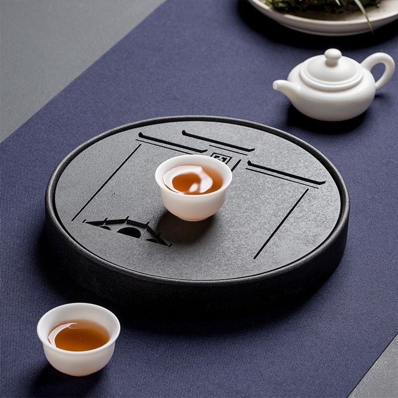 Jun ware dry mercifully machine of black tea tray zen home sitting room small circular I and contracted ceramic water saucer dish