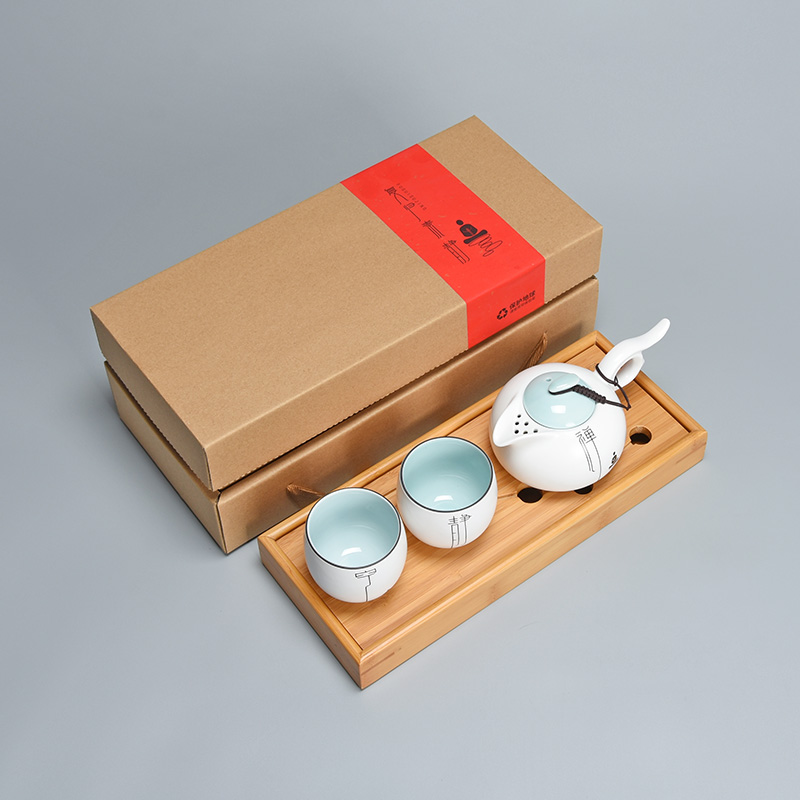 Jun is a complete set of small fat white travel kung fu tea tea tray two feature set a pot of ceramic teapot portable