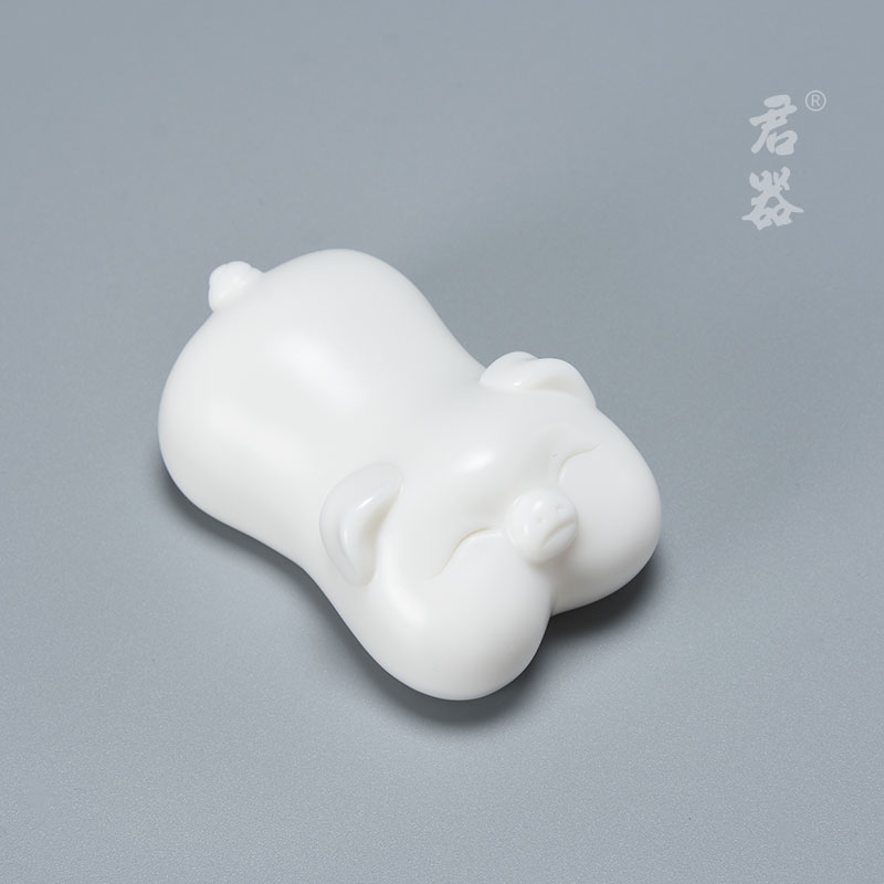 Jun ware elegant dehua white porcelain tea pet furnishing articles manually to suggest no glaze ceramic biscuit firing paperweight, lovely baby pig pen