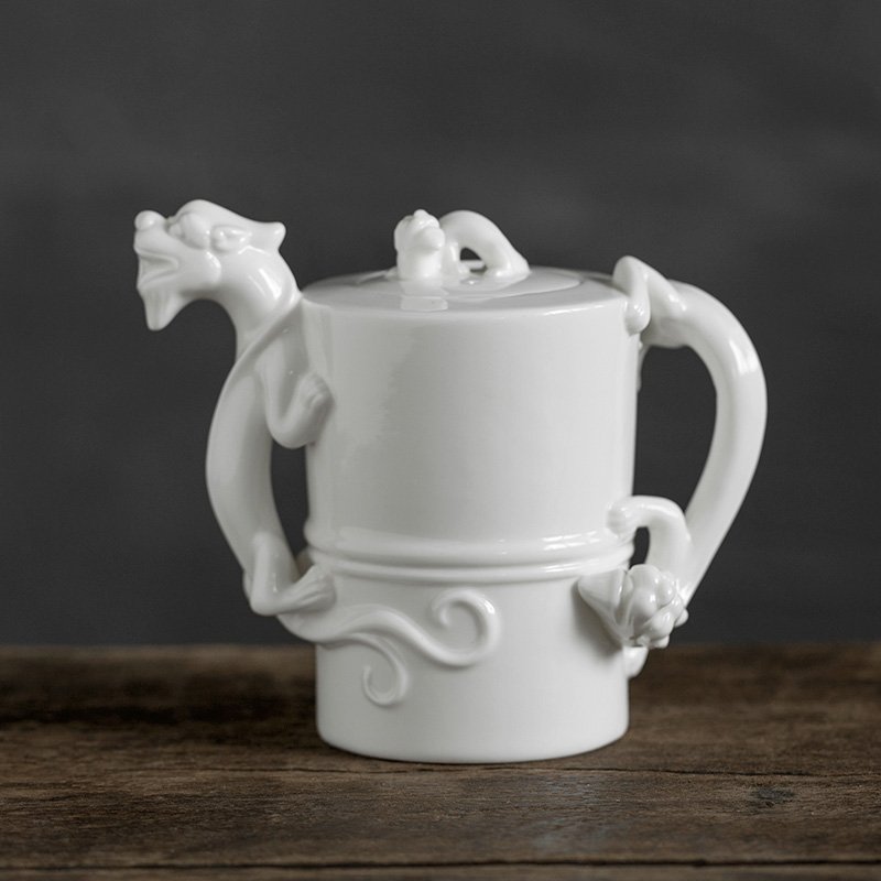 The masters of jun ware Lin Rongxian dehua white porcelain teapot longnu pot of large teapot hip ceramic pot