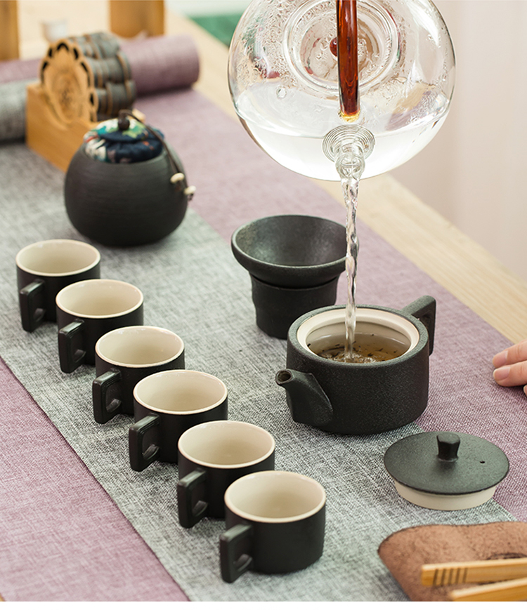 Jun ware kung fu tea set office of black tea tray household small set of restoring ancient ways is the teapot contracted tea cups