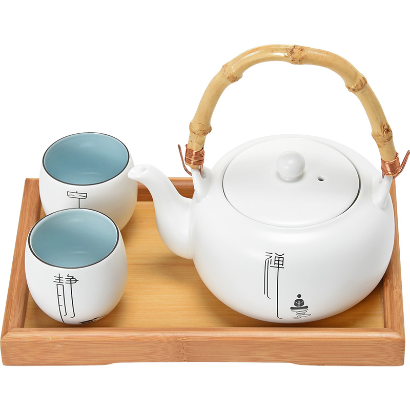 Jun ware fat white zen tea sets of small up porcelain kung fu tea pot a pot of bamboo trays to girder two cups