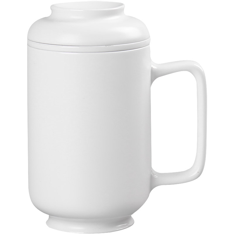 Jun ware ceramic cup with cover with filtering contracted white tea cup creative mugs large - capacity glass office cup