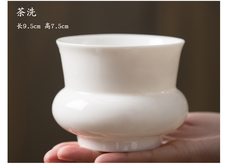 Jun ware dehua white porcelain kung fu tea set suit household ceramics contracted water droplets creative teacups tureen tea sets