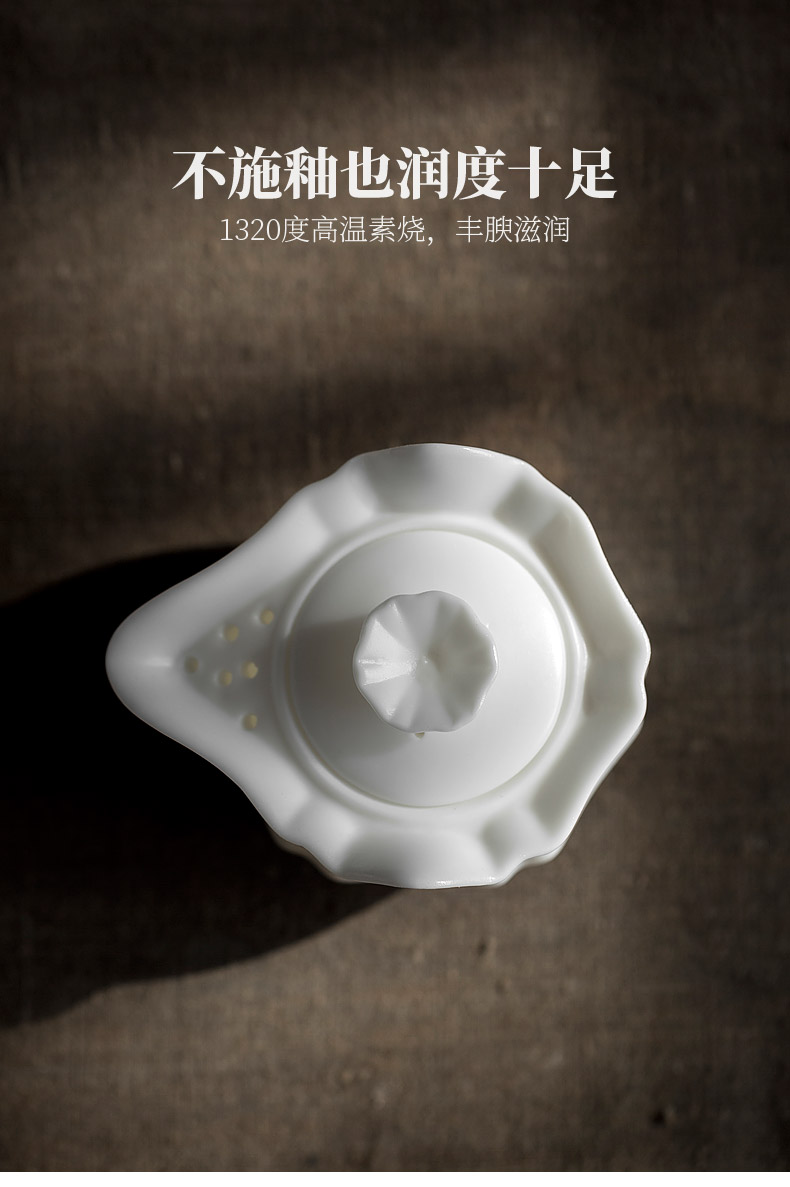 Jun ware dehua white porcelain crack cup set a pot of a Japanese mini hand grasp single portable travel pot of tea