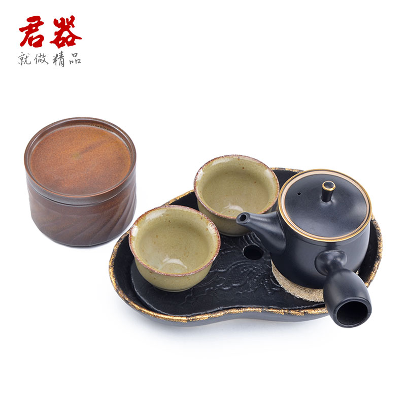 Jun ware coarse pottery kung fu tea set two cups with a pot of tea pot set of ceramic tray side put the pot of restoring ancient ways