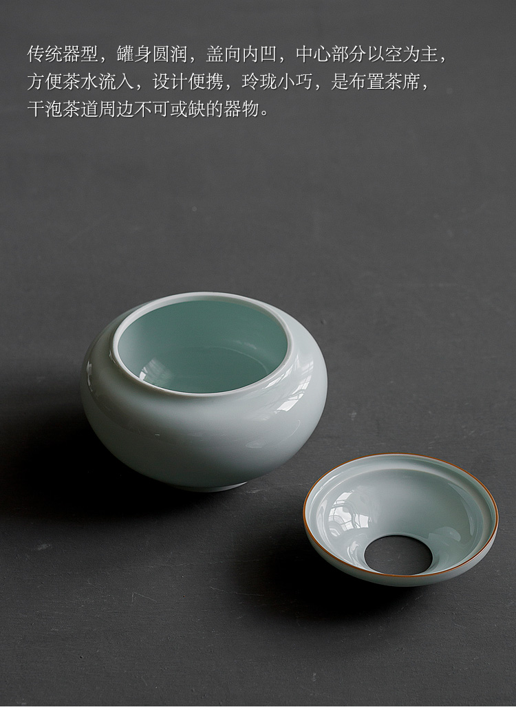Jun ware built home tea wash in hot water cylinder with cover large zen water jar ceramic zero with heavy Japanese tea spoon cylinder