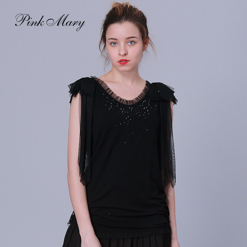 Hồng Mary Hồng Marten Slim OL Đơn Giản Không Tay Ren Voan Áo Mùa Hè Phụ Nữ PMAB61293