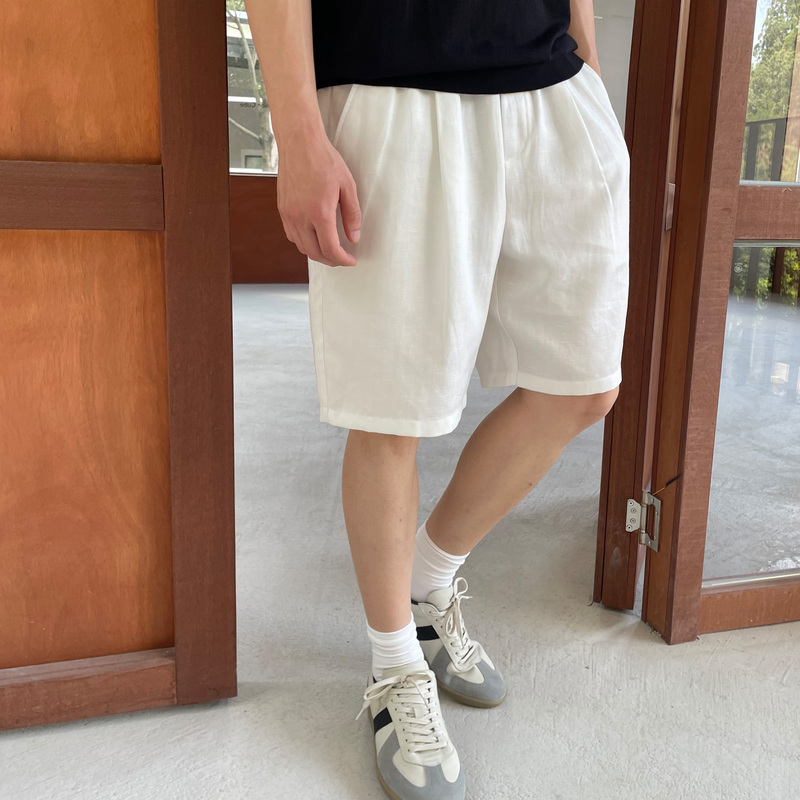 Haonanhuang Old Money Style Linen Lyocell Blend 5-Point Full Elastic Drape Cool Casual Shorts Haonanhuang Old Money Style Linen Lyocell Blend 5-Point Full Elastic Drape Cool Casual Shorts