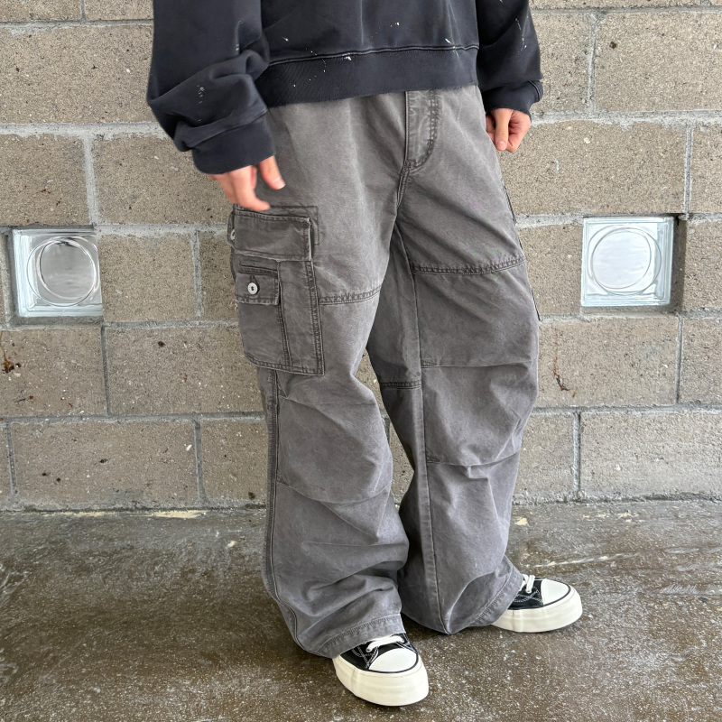 Haonanhuang 100% Xinjiang Long-Staple Cotton Brushed and Dyed Vintage-Style Three-Dimensional Pocket Loose Casual Cargo Pants Haonanhuang 100% Xinjiang Long-Staple Cotton Brushed and Dyed Vintage-Style Three-Dimensional Pocket Loose Casual Cargo Pants