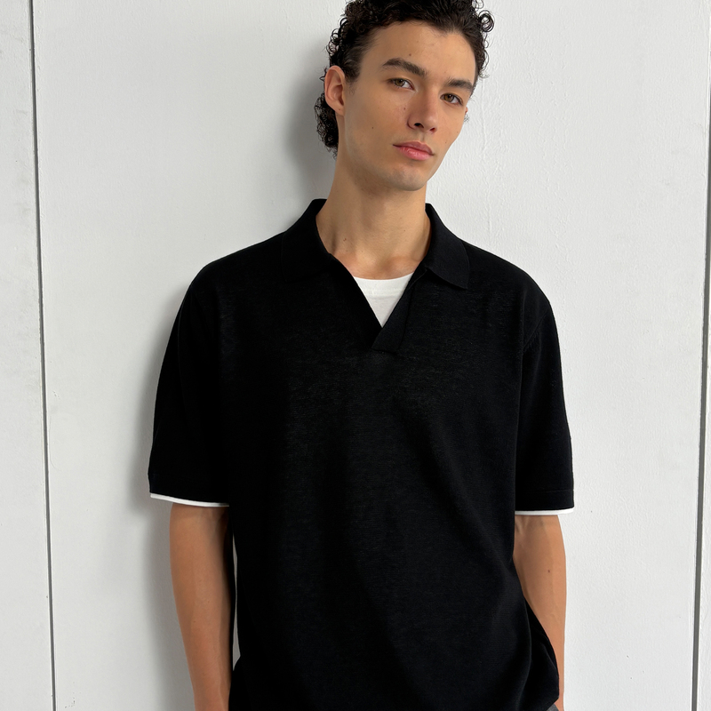 Haonanhuang New Noble Style 16-Needle Cotton Yarn Blend Lapel Polo Collar Fake Two-Piece Basic Short-Sleeve T-Shirt Haonanhuang New Noble Style 16-Needle Cotton Yarn Blend Lapel Polo Collar Fake Two-Piece Basic Short-Sleeve T-Shirt