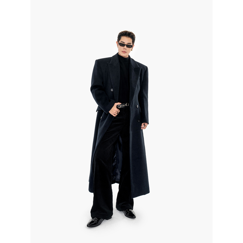 Dbw Doublewin Classic Aura Wool Blend Long Woolen Coat High-End Structured Straight Shoulder Autumn Jacket