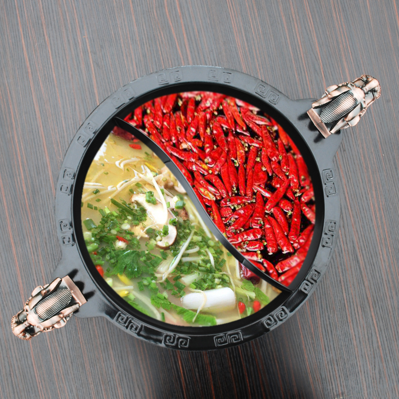 Mandarin Duck Pan Hot Pot pot Thickened Large Capacity Enamel Pan Cast-iron Pan Enamel Hot Pot Pan Commercial 5-8 People