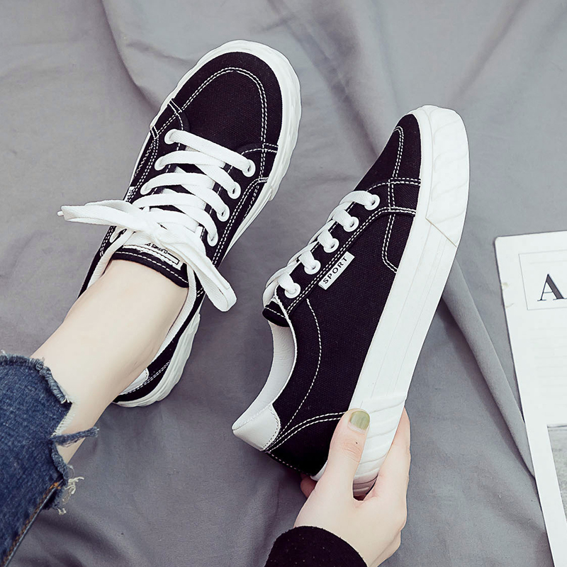 2022 spring new canvas women's shoes Korean version of the versatile student black cloth shoes spring and autumn casual ulzzang board shoes