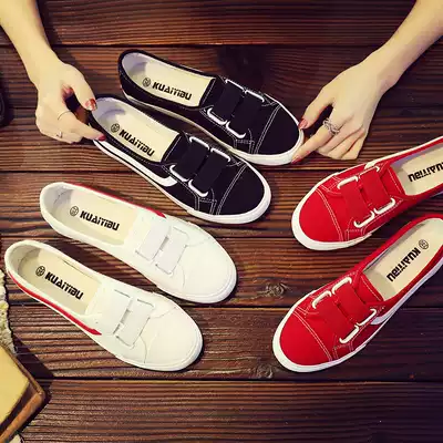 2021 summer new canvas women's shoes shallow lazy cloth shoes trendy shoes breathable Korean version of a pedal Joker small white shoes