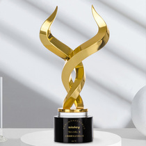 Cattle Trophy Metal Trophy Customized Crystal Trophy Customized New High-end Taurus Award Cattle Trophy lettering