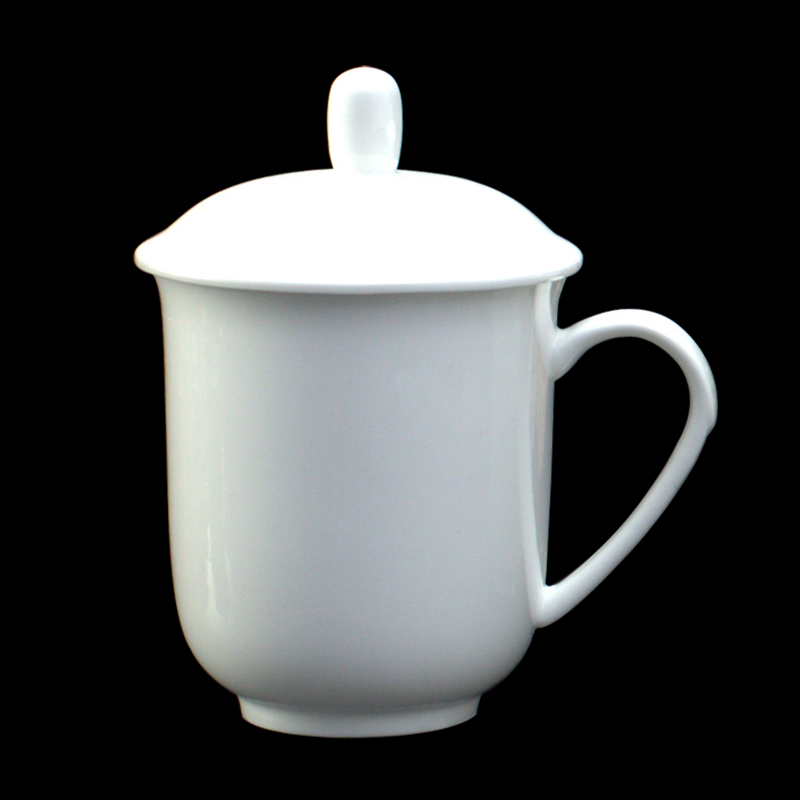 Jingdezhen ceramic cups with cover office keller cup and pure white porcelain cup tea cup custom printed LOGO