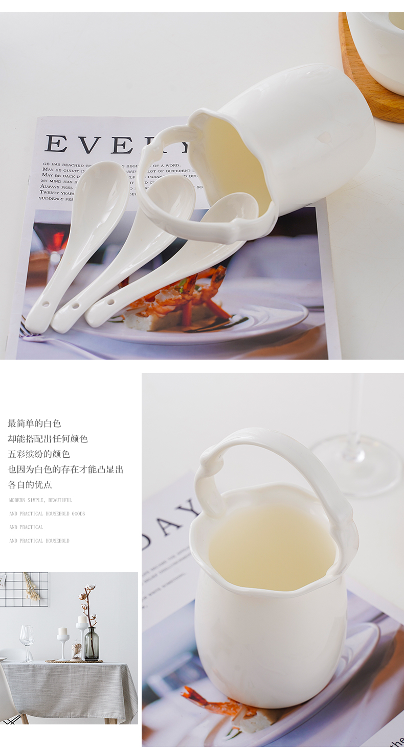 Jingdezhen porcelain ipads white swan basket kitchen shelf tableware receive a tablespoon of household ceramics with small spoon