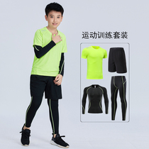 Childrens sports tight pants boys autumn and winter plus velvet fitness basketball base training suit Football suit