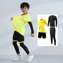 Childrens football suit mens autumn and winter four-piece long sleeve tight clothes sports training uniform jersey competition clothing