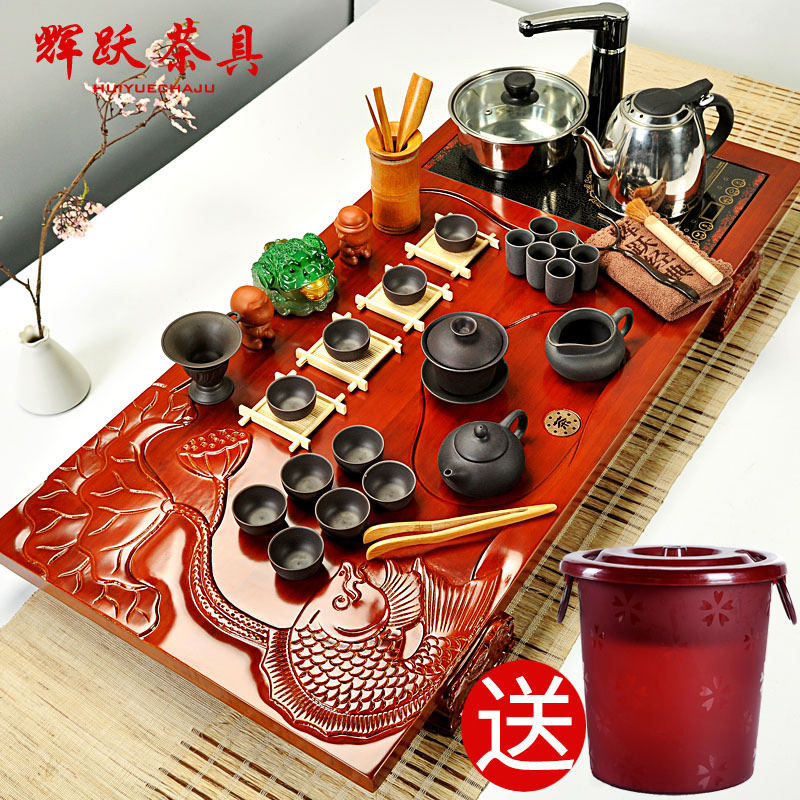 Hui, make tea sets kung fu tea set induction cooker solid wood tea tray tea violet arenaceous your up of a complete set of four