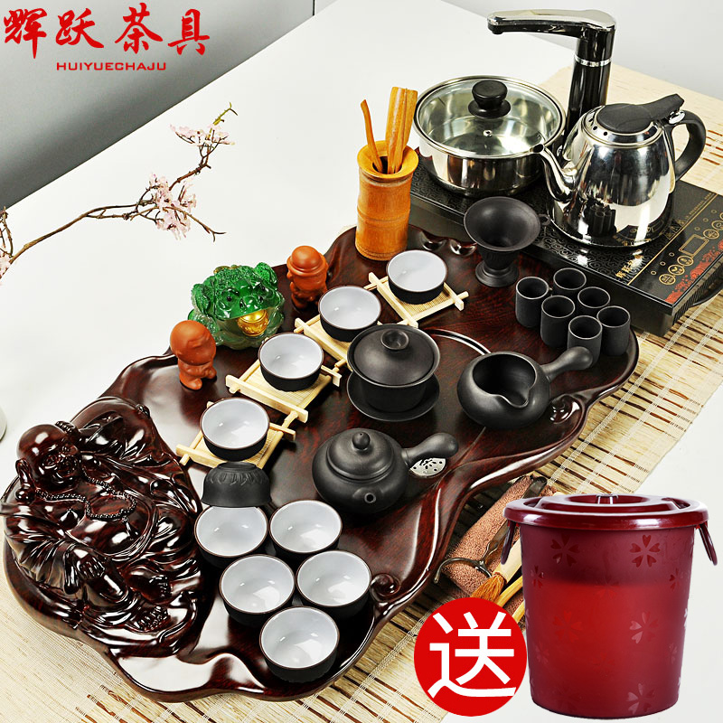 Hui, make tea set the whole piece of science and technology, wood tea tray was violet arenaceous your up kung fu tea set four unity of a complete set of induction cooker