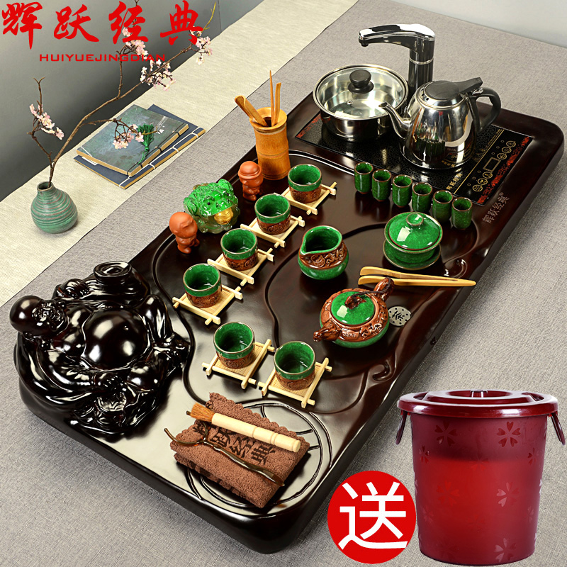 Hui, make tea set purple ice crack of a complete set of kung fu tea set maitreya induction cooker tea tray