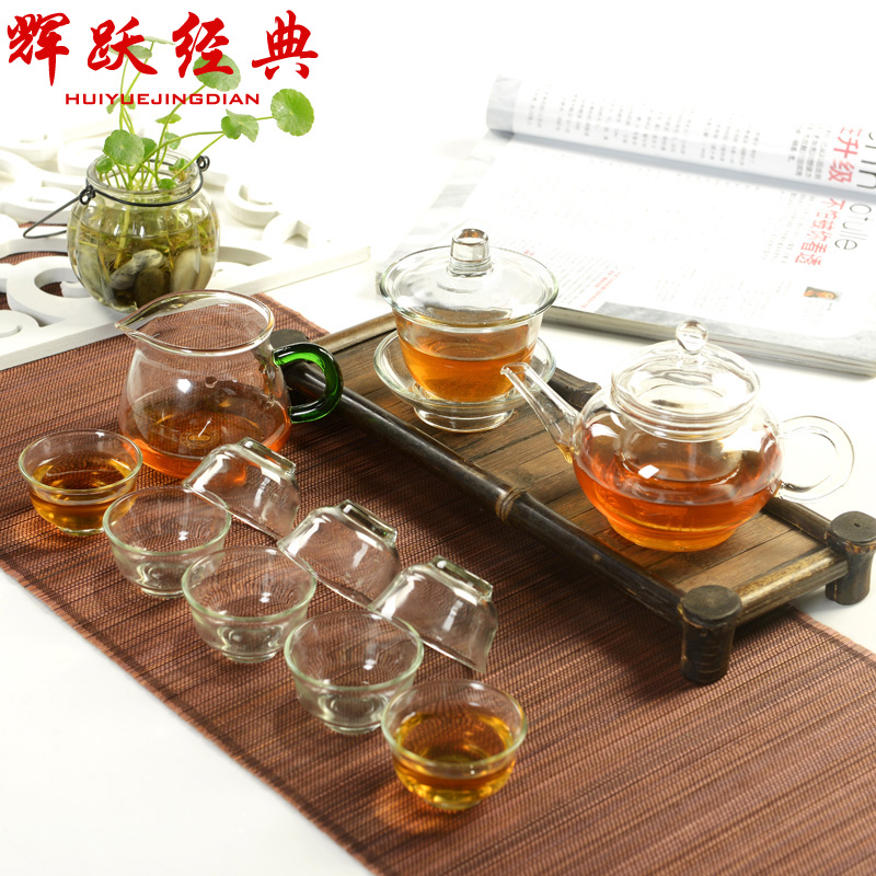 Glass Tea Set : A whole set of flower tea - made glass pot glass