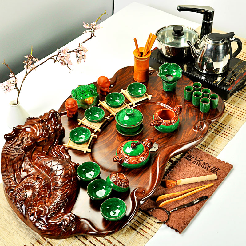 Hui, make tea sets ice crack kung fu tea set tea service of a complete set of violet arenaceous induction cooker technology wood tea tray