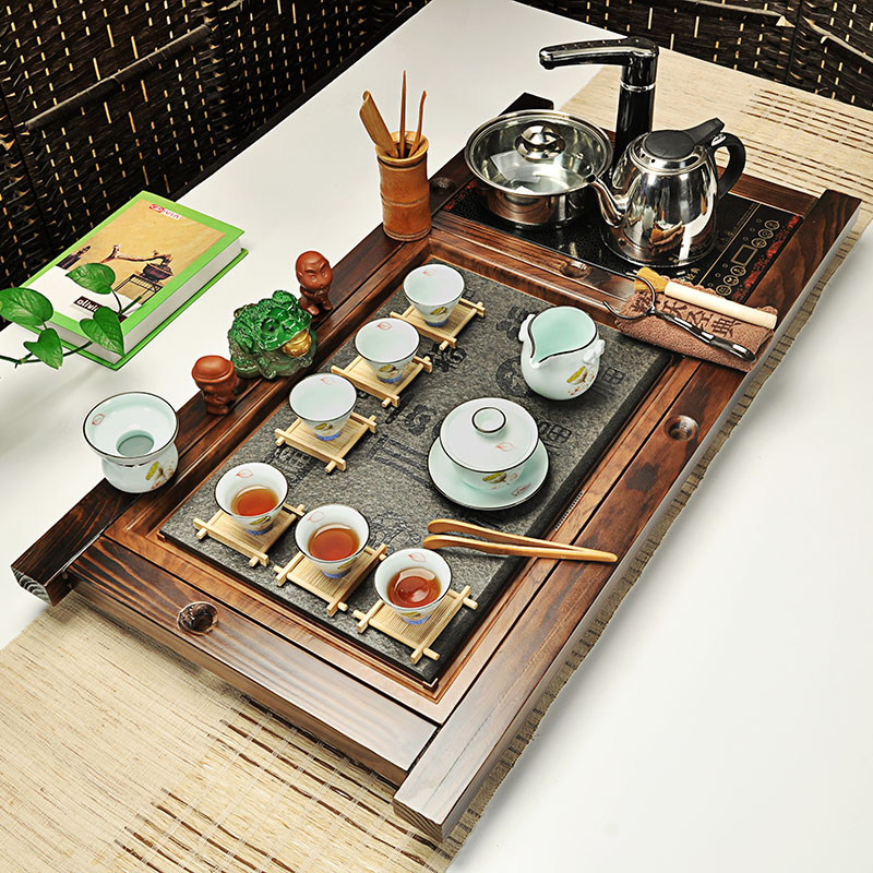 Hui, make tea blocks sharply tea tray was solid wood tea table of a complete set of violet arenaceous kung fu tea set of a complete set of induction cooker