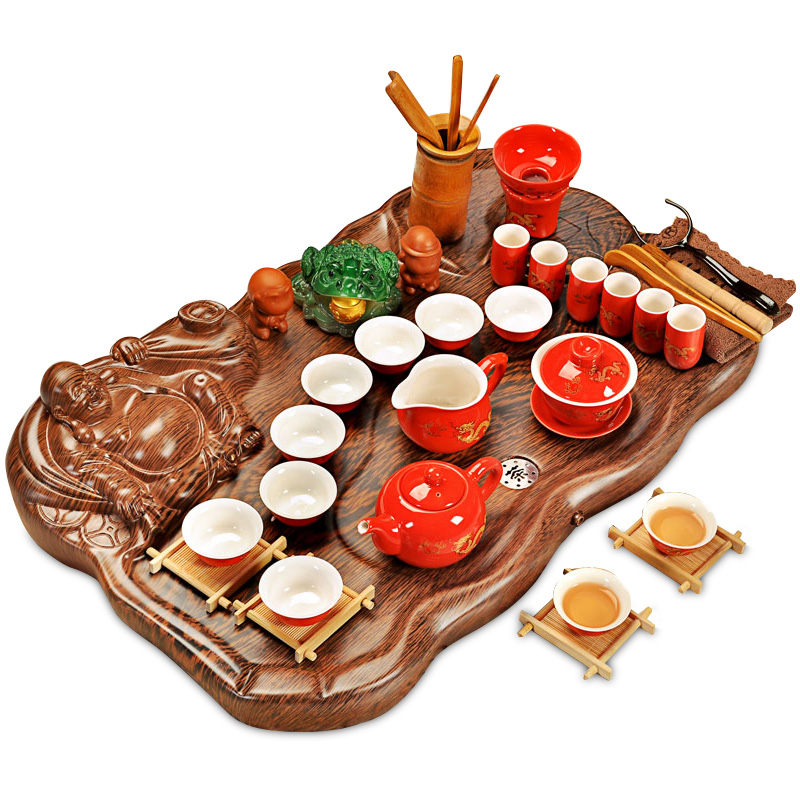 Hui make kung fu tea set suits for your up household ceramics ice crack of a complete set of ceramic tea pot - technology wood tea tray of tea table