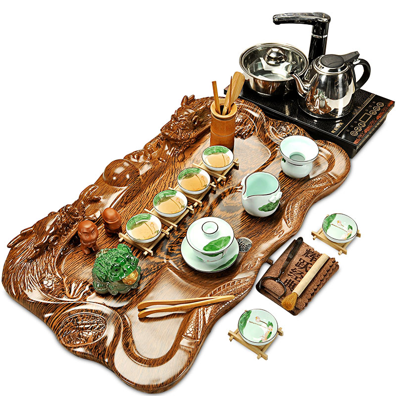 Hui, make tea sets purple kung fu tea set a complete set of ceramic science and technology, wood tea tray was four one household electric magnetic furnace