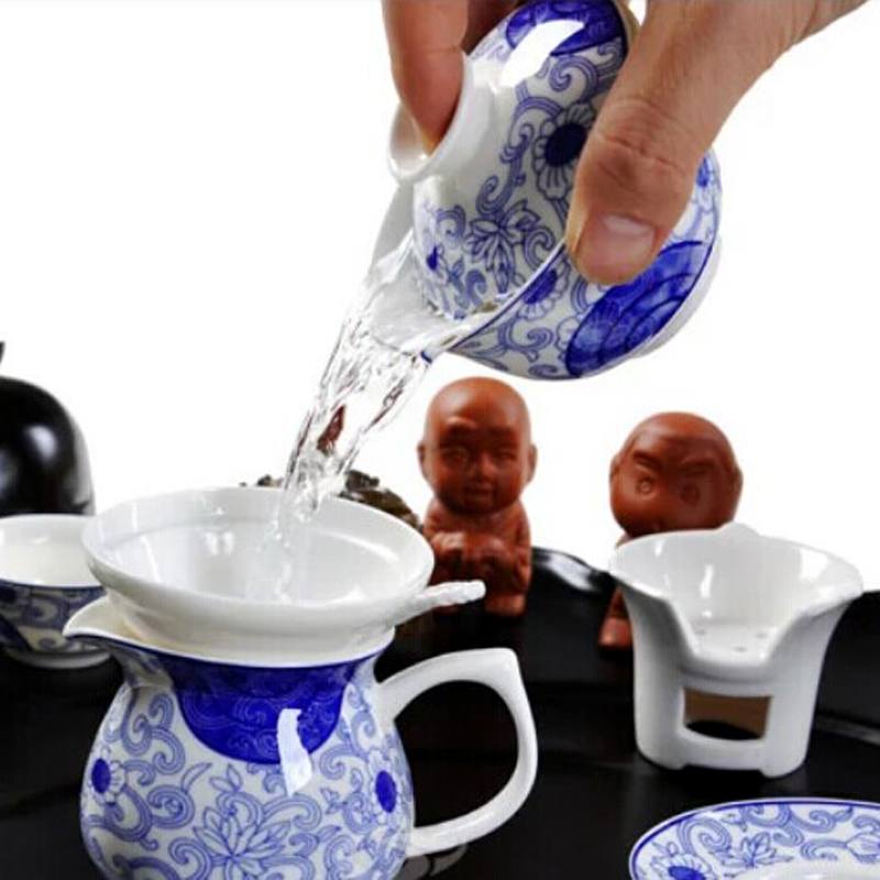 Fai jump a blue and white porcelain tea sets tea service of a complete set of ceramic tea set kung fu tea tray Z - 5