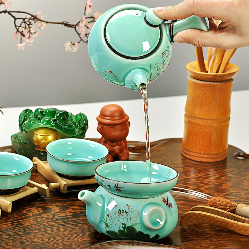 Hui, make tea set suits for your up celadon ceramic solid wood tea tray of a complete set of ice to crack kung fu tea set