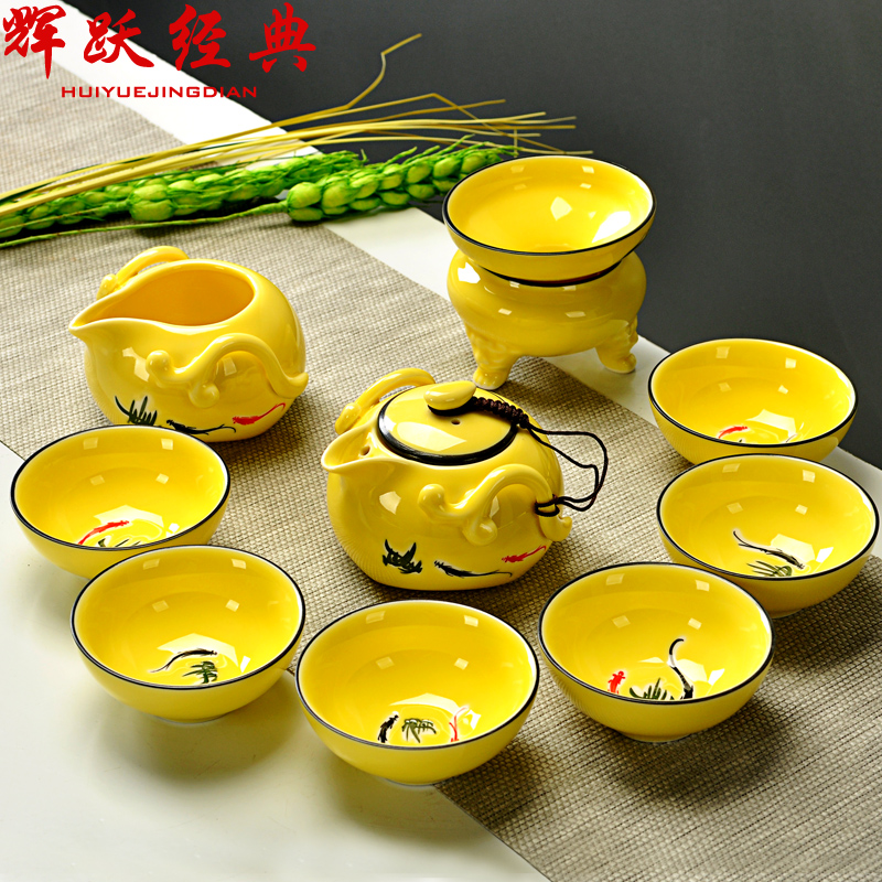 Hui make kung fu tea set a complete set of hand - made tea set of hand - made of ceramic tea set teapot teacup