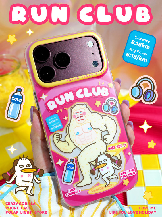 Girls RUN CLUB Muscle Gorilla Cute iPhone Case