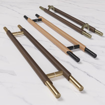 Minimalist glass door handle solid wood door handle hotel conference room stainless steel door handle custom black walnut