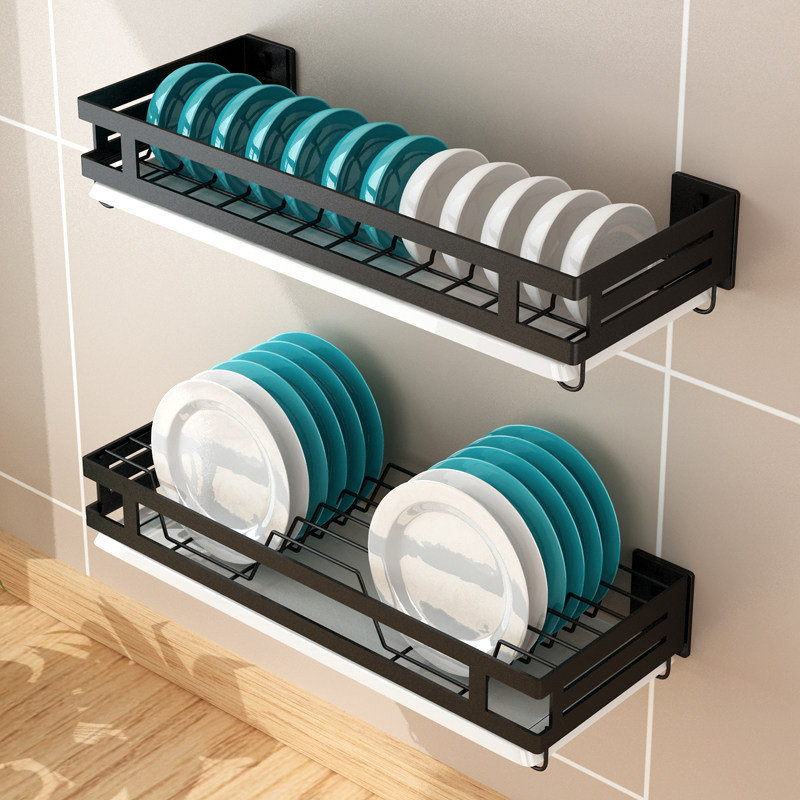 Kitchen Shelve 304 stainless steel nail-free wall-mounted Dish Rack Drain Shelf Plate Containing shelf Airing Bowl Racks