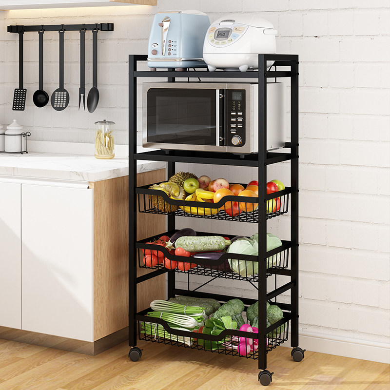 Stainless steel kitchen vegetable basket shelf floor-to-ceiling multi-layer household fruit and vegetable storage basket pot storage vegetable shelf