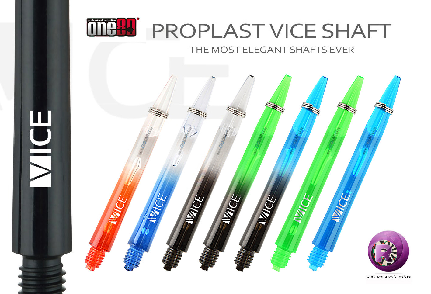 ONE80 brand set of three NEW PROPLAST VICE dart shafts