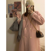 Woolen coat 2021 autumn and winter new female little man woolen jacket medium length thick Hepburn style Japanese style