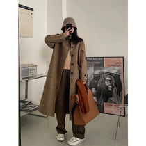 Woolen coat womens autumn and winter 2021 new little man woolen jacket thickened Hepburn wind medium long Japanese style